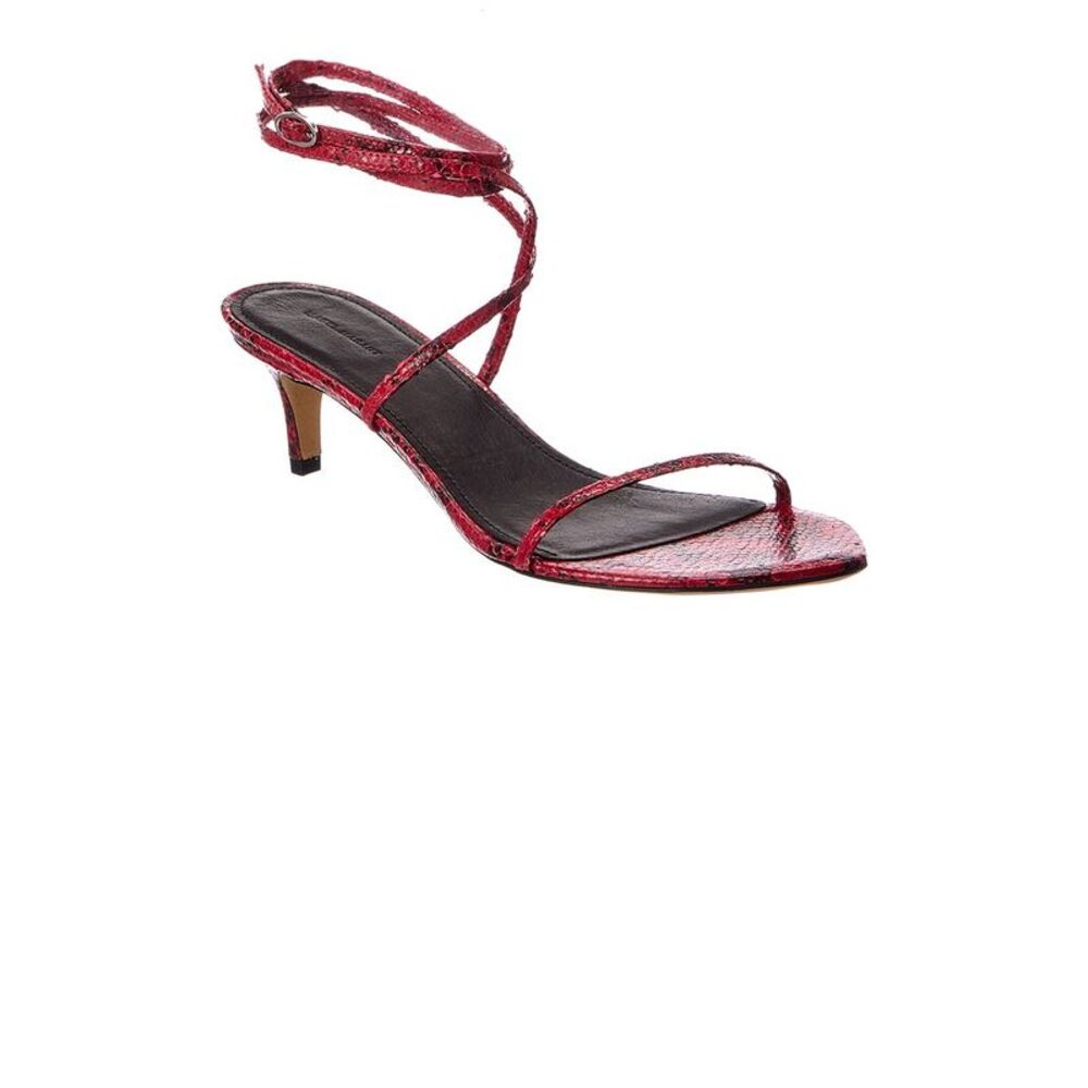 Isabel Marant Snake-Embossed Leather Sandal, Red